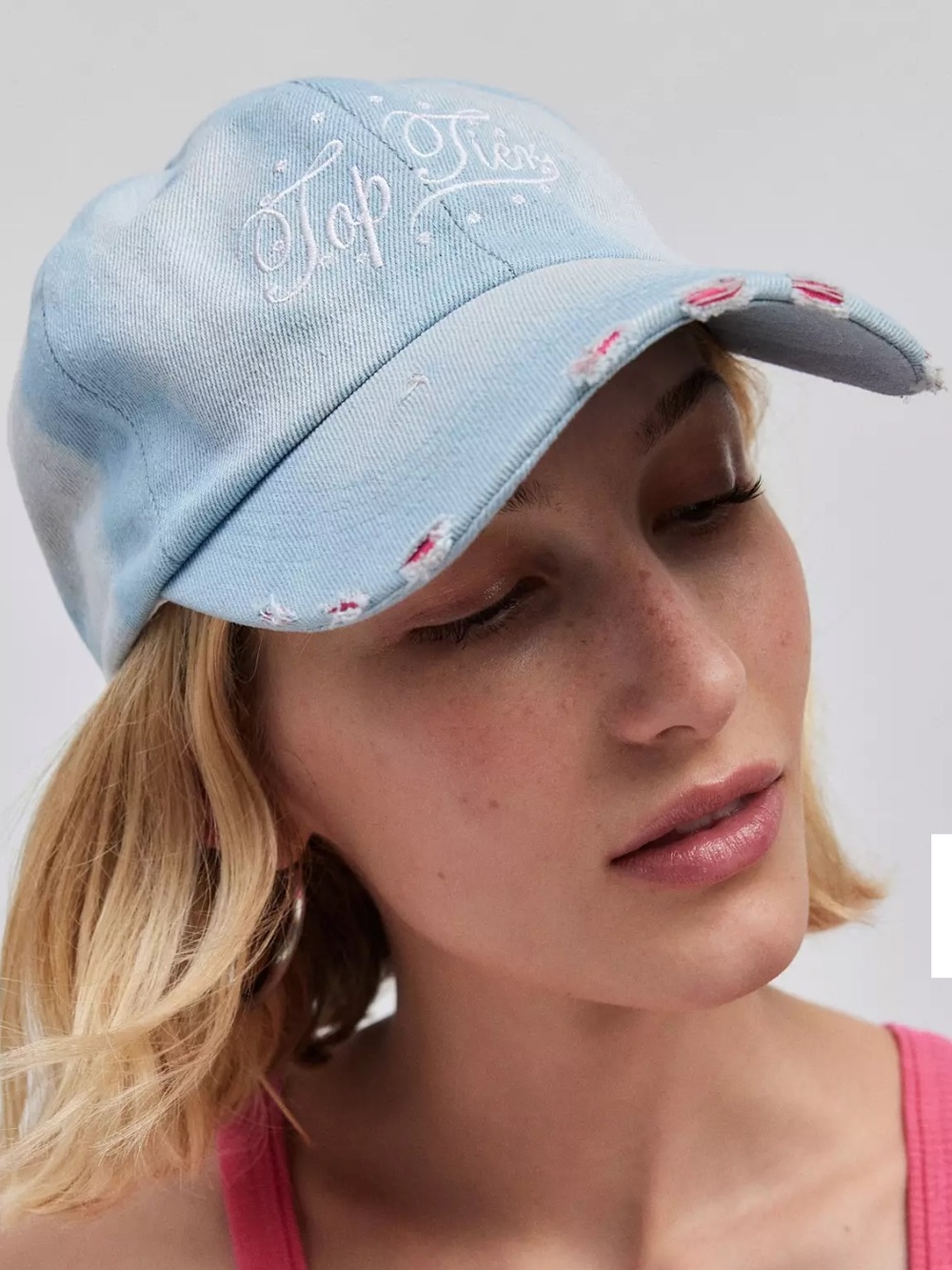 Urban Outfitters:Top Tier Distressed Baseball Cap|Blue-Pink| NWT